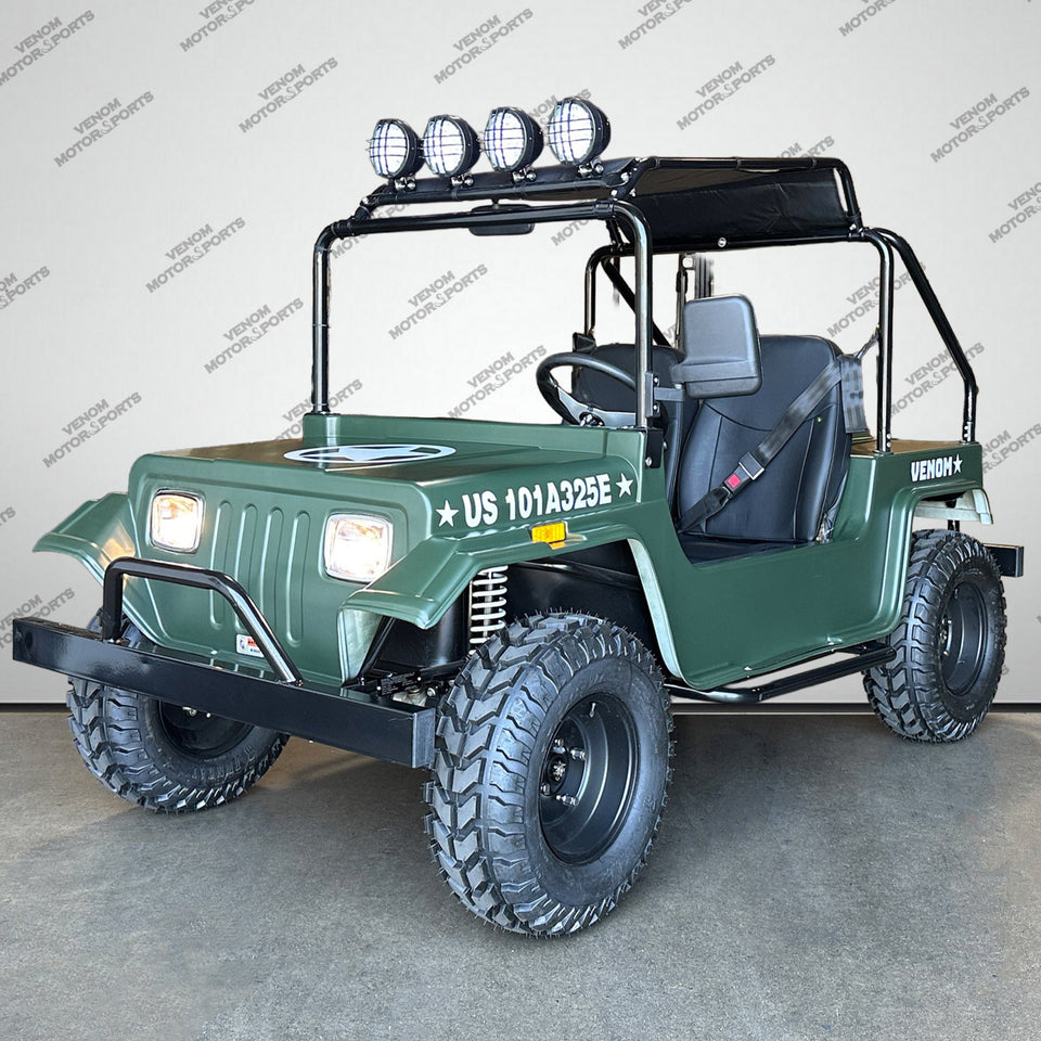 Venom Electric Mini Jeep | 3000W 60V | Full-Size | Safari Edition Matte Army Green