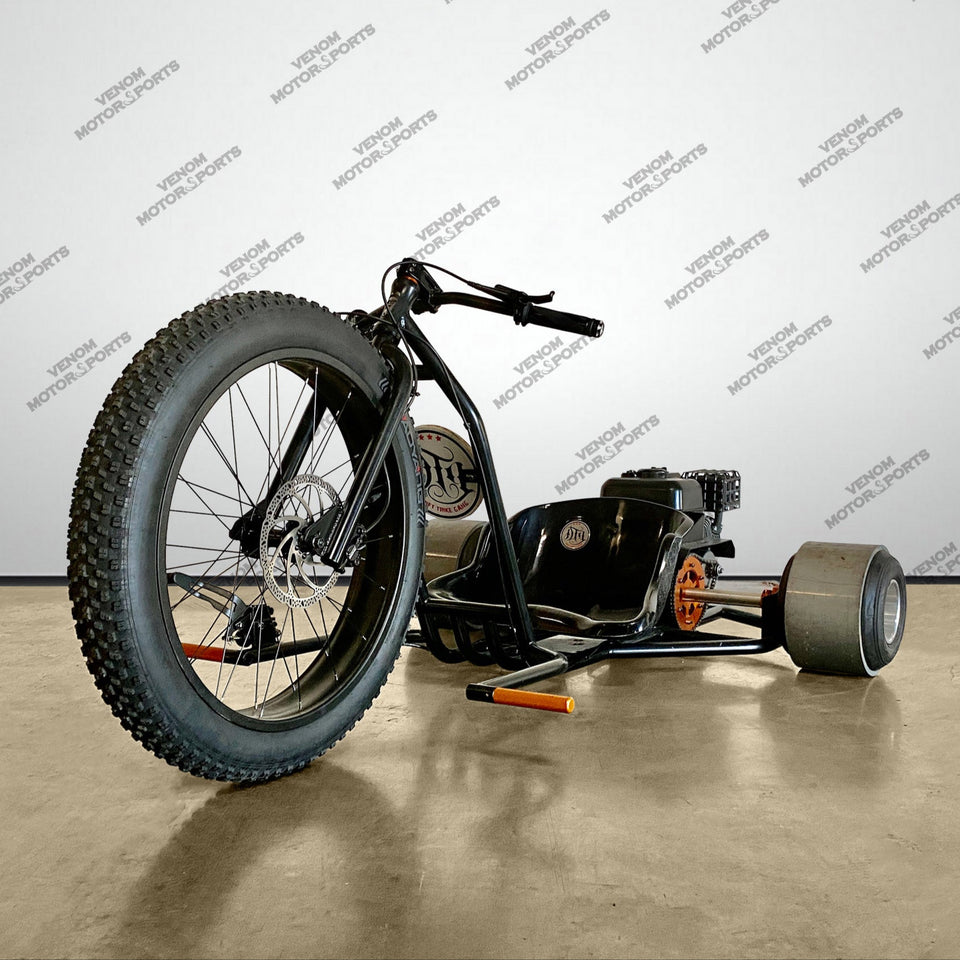 Venom Drift Trike | 200cc | 6.5HP [PRE-ORDER OCTOBER 15TH 2025] Black & Orange (Black Seat)