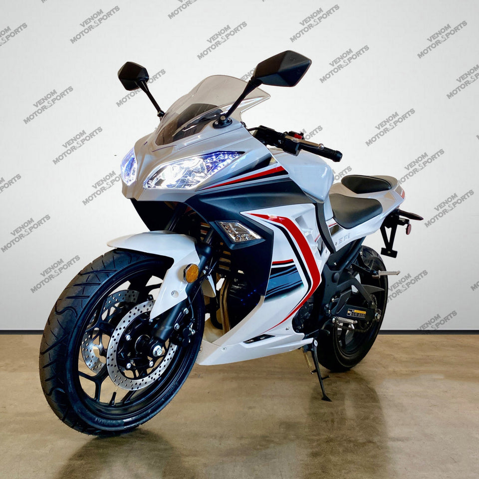 Venom SuperBike | 250cc Motorcycle | Fuel Injected | 6 Speed White