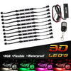 Motorcycle LED Light Kit Multi-Color Flexible Strips Ground Effect Light Kit with Wireless Remote Control