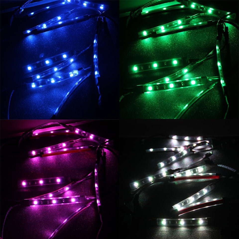 Motorcycle LED Light Kit Multi-Color Flexible Strips Ground Effect Light Kit with Wireless Remote Control