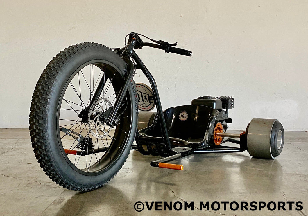 Venom Drift Trike | 200cc | 6.5HP [PRE-ORDER OCTOBER 15TH 2025] Black & Orange (Black Seat)